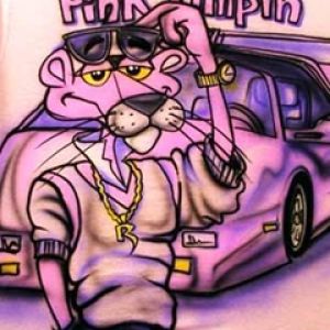 Arte Graffiti del Pinguino Rosa