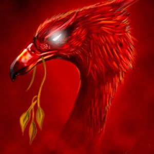 Illustrazione di un Uccello Fantastico Rosso