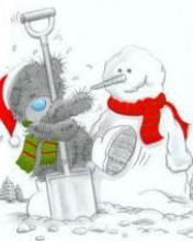 Orsetto di Natale Carino e Pupazzo di Neve - wallpaper preview