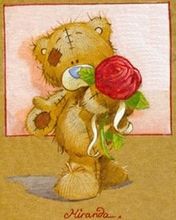 Orsetto Carino con Rosa - wallpaper preview