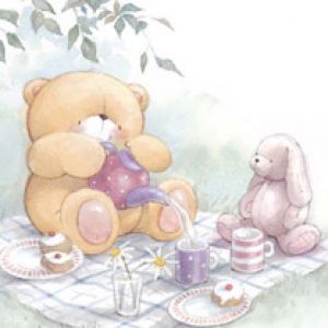 Orso e Coniglio Carino al Picnic