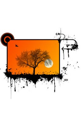 Silhouette Astratta di Albero al Tramonto - wallpaper preview