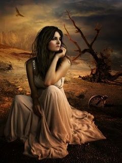 Paesaggio Fantastico con Donna - wallpaper preview