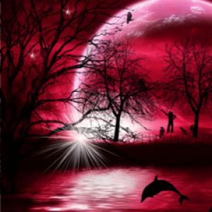 Paesaggio Mistico della Luna Rossa