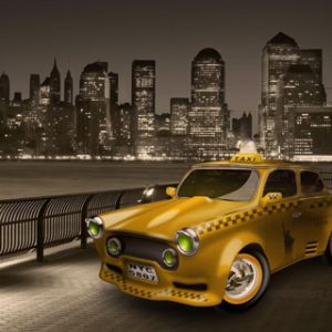 Taxi Giallo nel Panorama Cittadino