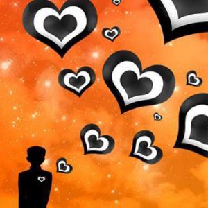 Silhouette con Cuori Fluttuanti