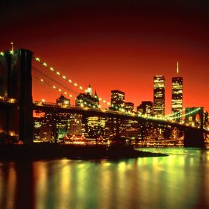 Ponte di Brooklyn al Tramonto