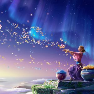 Ragazza sotto l'Aurora