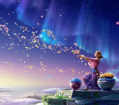 Ragazza sotto l'Aurora