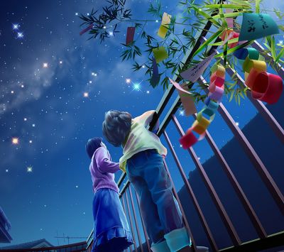 Bambini che osservano le stelle nel cielo notturno - wallpaper preview