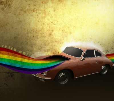 Auto Retro con Arcobaleno