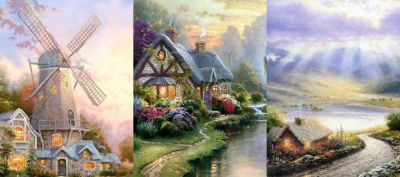 Paesaggio con Mulino a Vento e Cottage - wallpaper preview