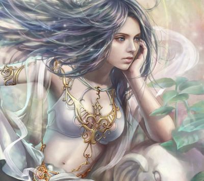 Ragazza d'Arte Fantastica con Capelli Fluttuanti - wallpaper preview