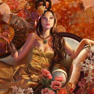 Donna Elegante con Ventaglio