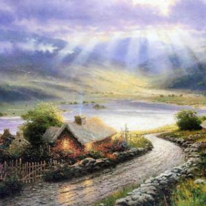 Paesaggio sereno con luce solare