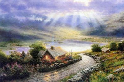 Paesaggio sereno con luce solare