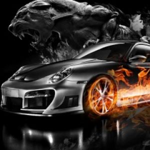 Auto Sportivo Infuocato con Pante