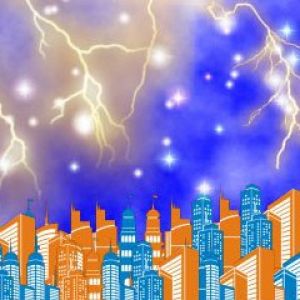 Skyline Cittadino con Fulmini