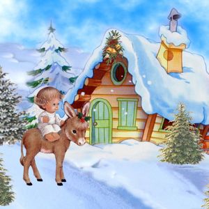 Bambino Carino su un Asino