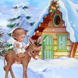 Bambino Carino su un Asino