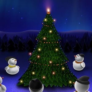Carini Pupazzi di Neve Intorno all'Albero di Natale