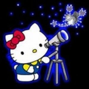 Hello Kitty che osserva le stelle