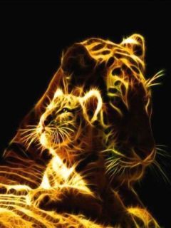 Tigre e cucciolo luminosi - wallpaper preview