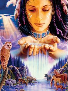Donna Nativa Mistica con Natura - wallpaper preview