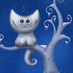 Gatto Cartone Animato Carino d'Inverno