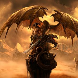 Guerriero Fantasy Epico con Drago