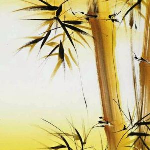 Arte del Bambù con Sfondo Giallo