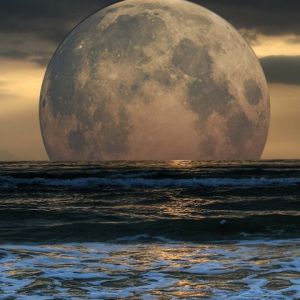 Maestosa Luna Sopra l'Oceano