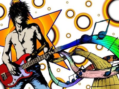 Musicista Rock con Basso