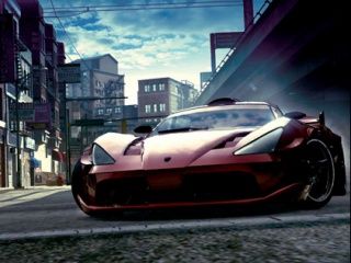 Auto Sportivo Rosso in Ambiente Urbano - wallpaper preview
