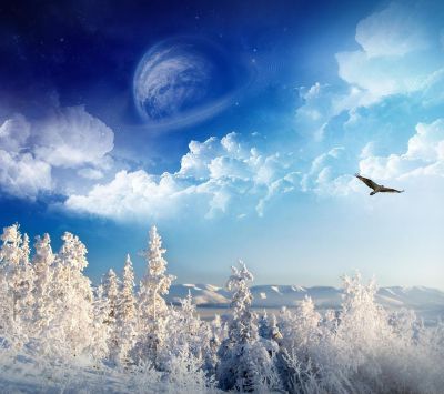 Paesaggio Invernale con Pianeta - wallpaper preview