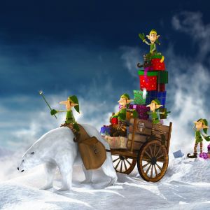 Elfi di Natale e Orso Polare