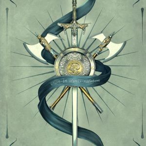 Arte di spada e scudo fantasy