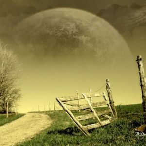 Paesaggio da sogno con pianeta