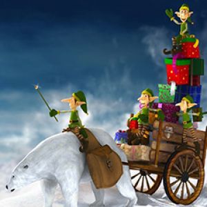 Elfi di Natale con Orso Polare