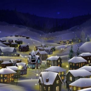 Scena Notturna di Villaggio Invernale