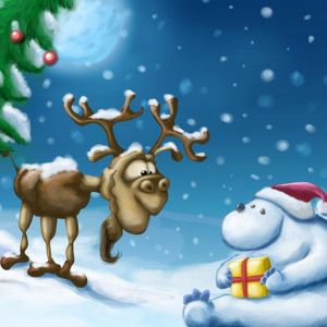 Carino renna di Natale e orso polare