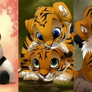 Panda e cuccioli di tigre adorabili