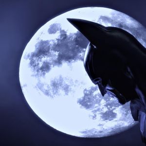 Siluetta di Batman contro la Luna Piena