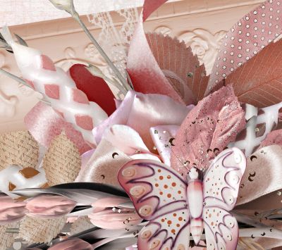 Design Elegante di Farfalla e Fiori