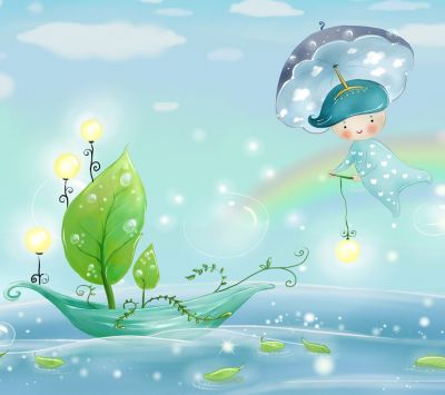 Fata Incantevole con Ombrello - wallpaper preview