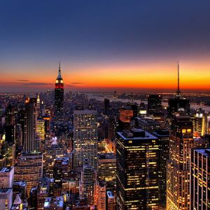 Skyline di New York al Tramonto