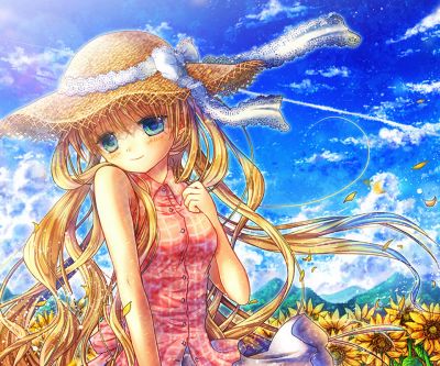 Ragazza Anime nel Campo di Girasoli - wallpaper preview