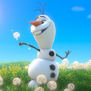 Olaf da Frozen in un campo soleggiato