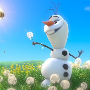 Olaf di Frozen in un Campo Soffice