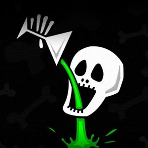 Teschio con liquido verde